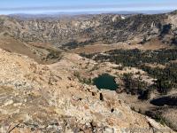 View of Cecret Lake from the ridgeline bewteen Sugarloaf and Devil's Castle.