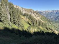 A view of the lower staircase, and Little Cottonwood ridge in the background