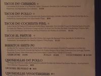 La Buena Vida dinner menu